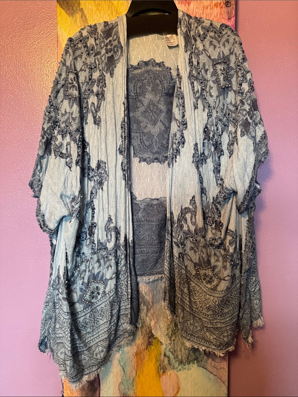 Chico's Pale Blue Lace Kimono Cardigan